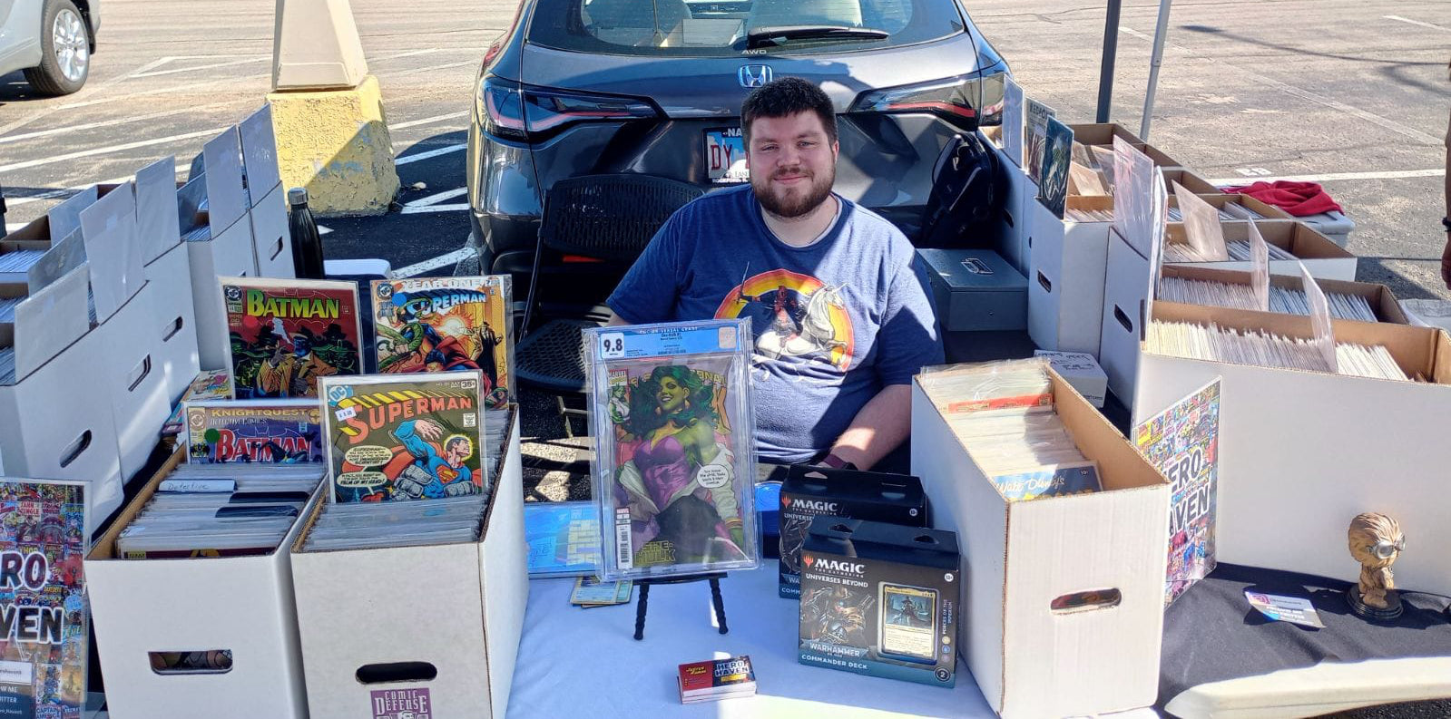 selling comics at a live event